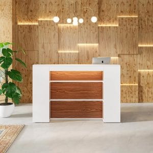 LuxeFront Reception Counter – Modern Office Welcome Desk